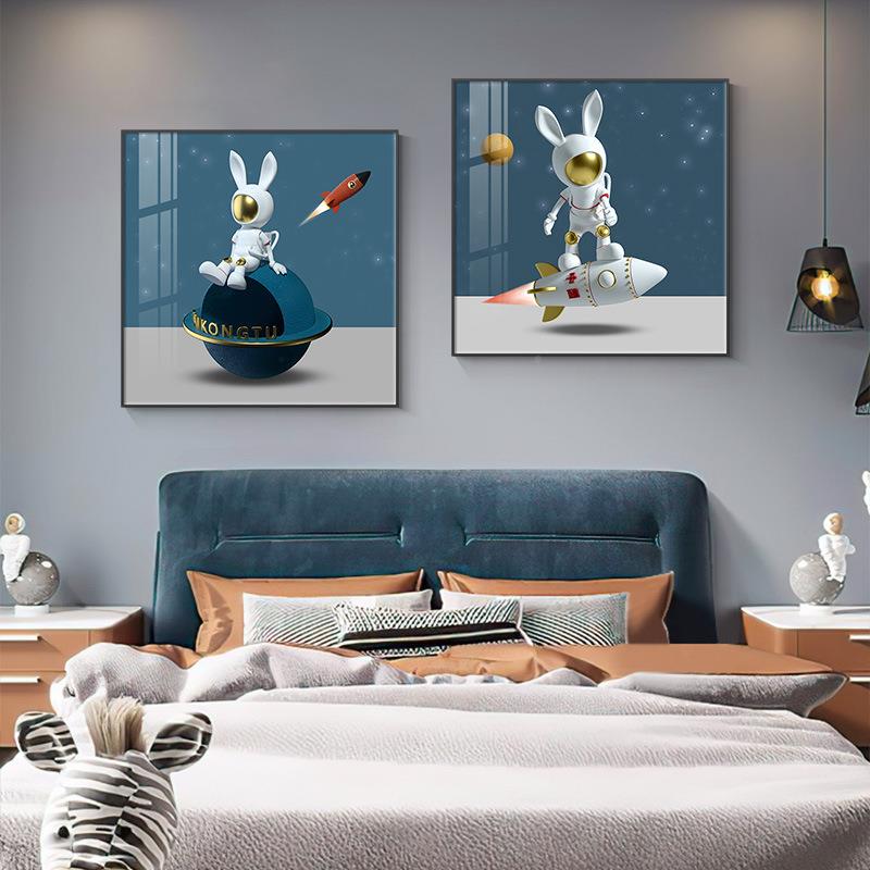 太空兔儿童房室饰装创意卧LNX-8726新款卡通壁画画男孩房间布置女