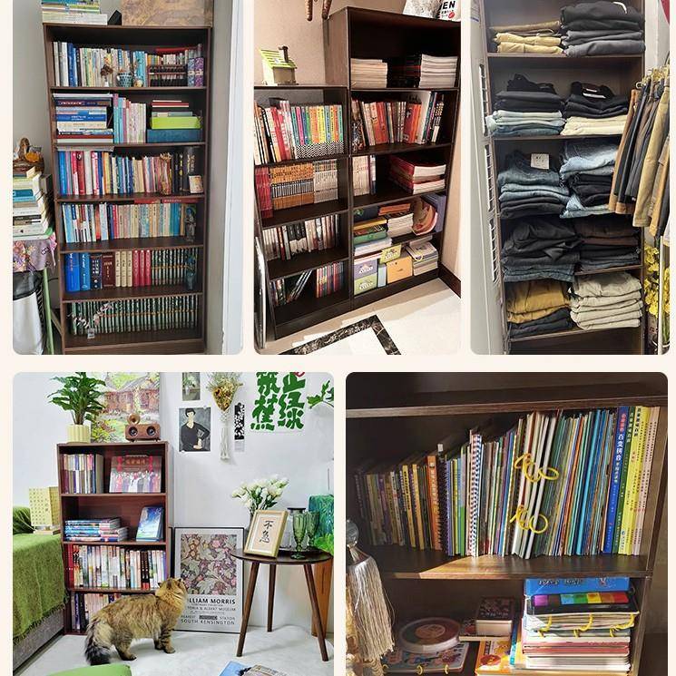 展书架落地置物架一体靠XY墙柜整墙实木色示柜物子家用转角储书柜