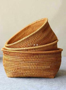 编收VYP纳藤筐家用篮纯手工竹编制越品簸箕制品南水果筐子筛子竹