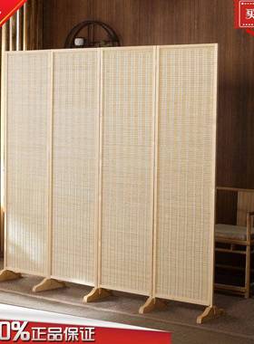 式竹编屏现风中隔断简约代客厅卧室遮挡家用折叠移动83417公实木