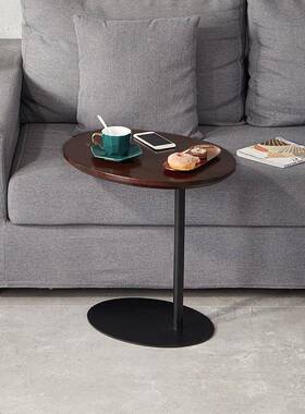 轻奢沙发几边UTQ几简椭圆形偏心式茶实木铁艺小客厅约角几大理石