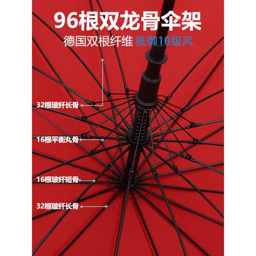 加德无品牌/国96骨风厚雨伞双层加大加固长柄伞自动超大号三人双