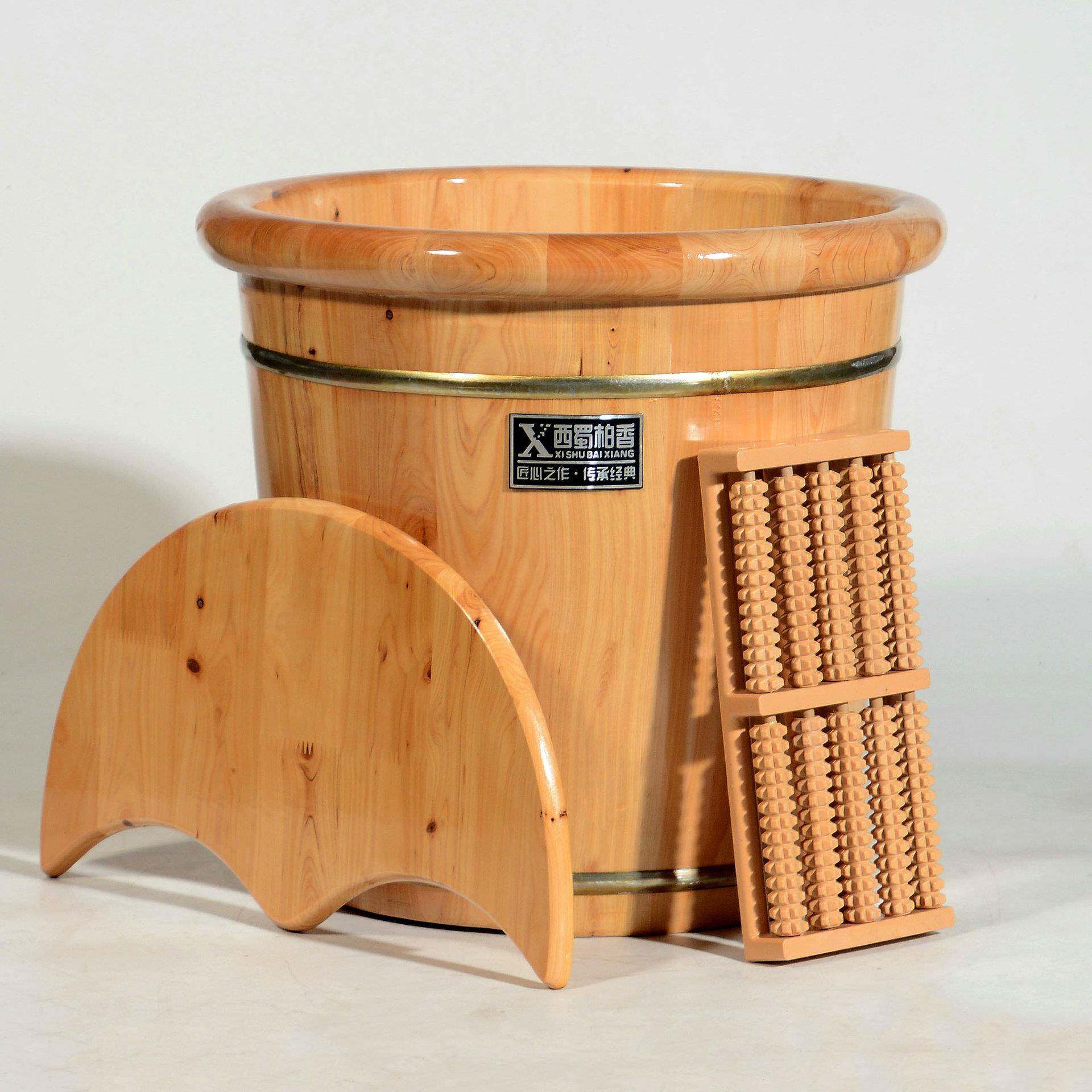 香柏木熏蒸足浴泡脚桶木桶家用质过小腿高深洗足疗加脚厚桶94996