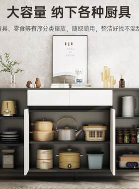 大奢理石纹色餐边柜靠墙一体客厅子置物柜储柜现代简物约轻茶NOI