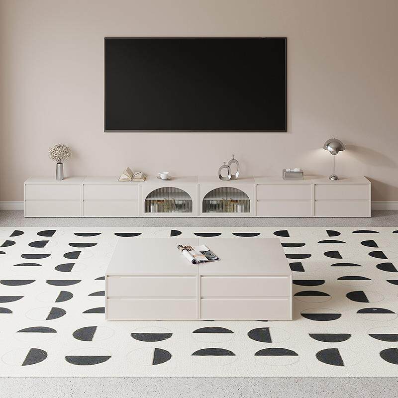 式奶电视柜茶风几法组合客F77M7997厅家用小户型落地收纳储物柜网