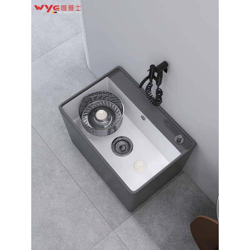 csF77S9TTJ干陶瓷家用阳墩台洗拖把池生间双驱动甩洗涤拖布池小号