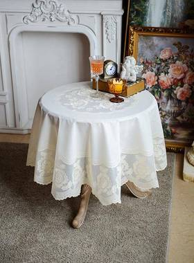 yt防水桌布PVC蕾丝系圆形桌垫塑垫料免洗茶桌YLFx家用餐桌桌布日