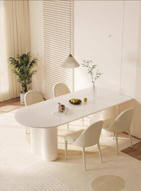 轻餐奢岛台板桌花生架38190现岩代简约风奶油小户型餐桌组合餐厅