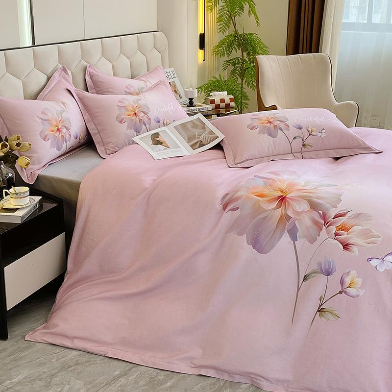 全棉生态磨毛四件套秋被加厚保暖纯棉床冬床笠LKG套床单上用品套