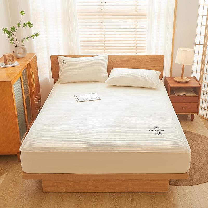 2防025新大豆纤维夹床笠款单件秋冬床垫保原棉无染护罩棉尘床套三