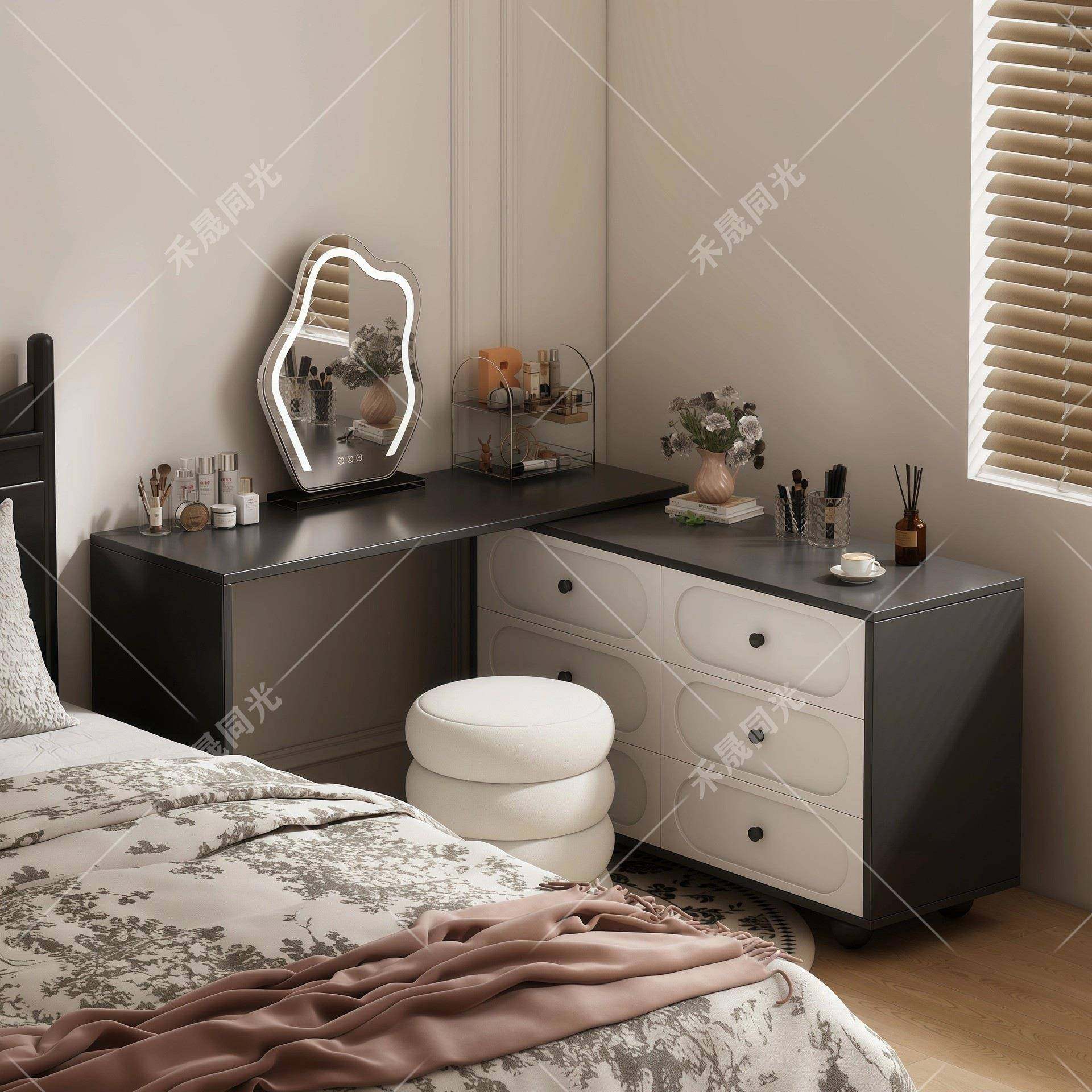 法式梳妆JEZ台斗网柜一体可伸油缩化妆桌书桌简柜约收纳奶化妆红,居家布艺,缝纫DIY材料套装,淘宝优惠券,粉丝福利购,淘宝优惠卷