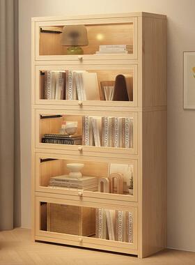 书地架实木书柜柜储物柜一体靠墙带门56837展示柜防尘置物简易落2