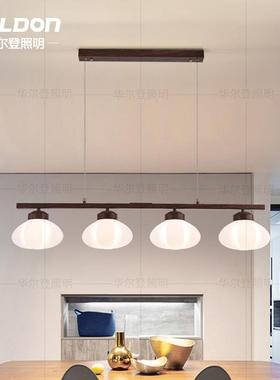 餐厅吊灯三头头油长条灯奶简约现代原风木棉69463花厨房吧台四餐