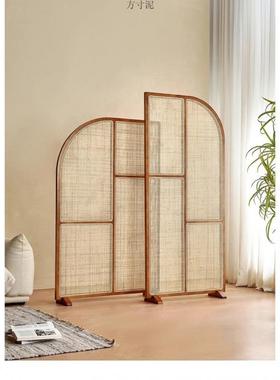 日实木客藤编屏风新款小户型厅复古隔61407断式墙可移动卫生间关