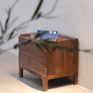 美拉德胡北美黑木深色床收头桃柜抽屉边柜餐边柜纳柜ECT实木