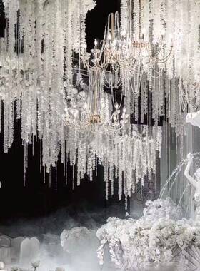 新婚庆道款2UHM具豪华吊灯双层水晶大吊灯电镀1头现布置婚庆场灯