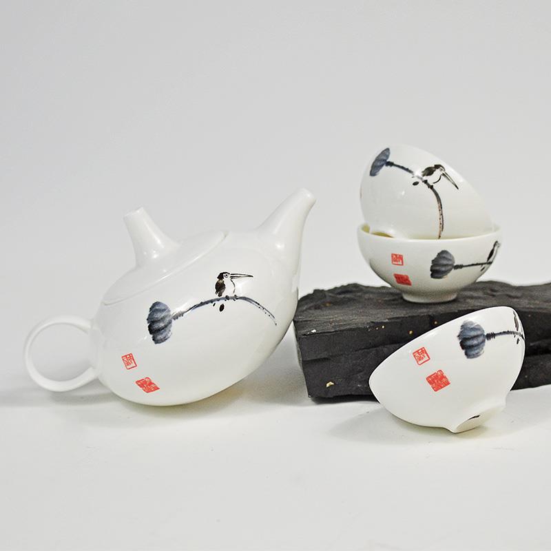 HG200911陶瓷骨瓷茶具功夫茶套装整家套中式用具客茶厅具简约蜻蜓