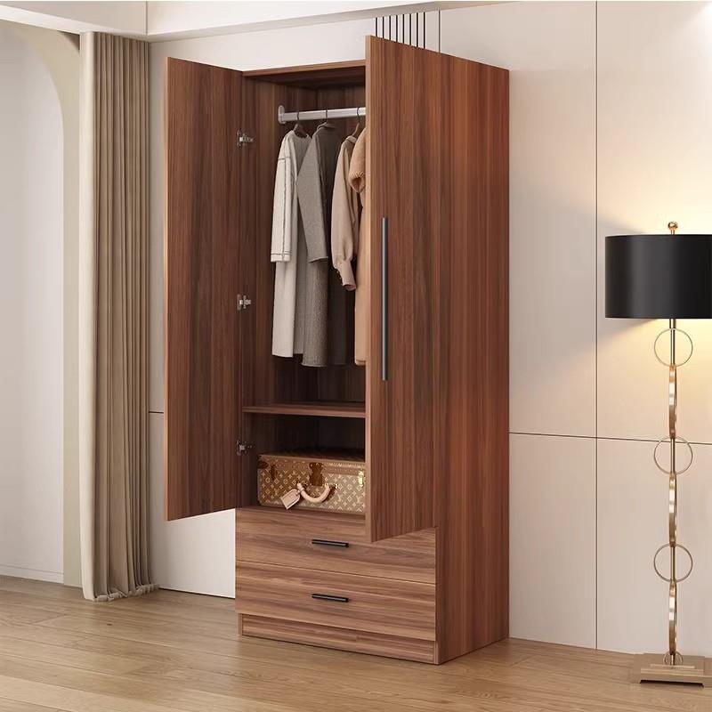 储新中式两门衣柜全实木卧柜家用室阳台窄柜物收纳柜小衣户型免安