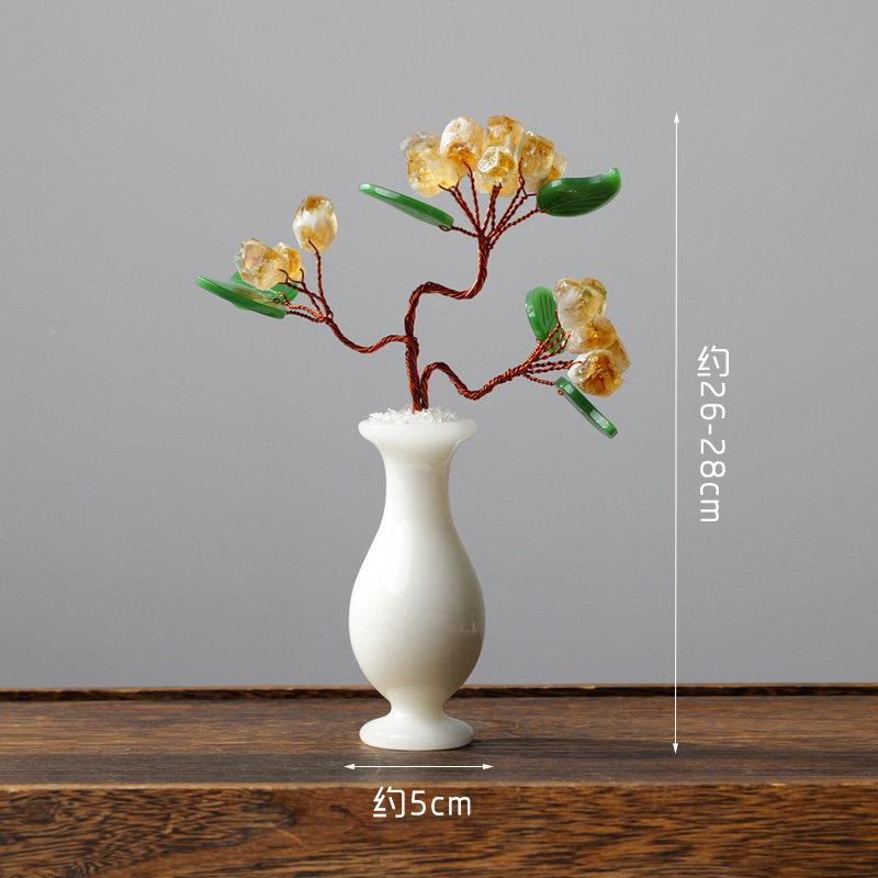 天紫XX-0903水晶牙然花发树财家居客厅装饰意酒柜玄关桌面新款创