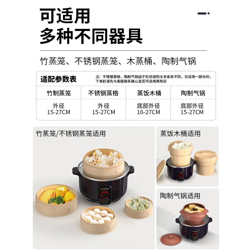电蒸锅蒸笼型蒸菜多功能家用大容量县动QM-611断电小插电竹小自笼