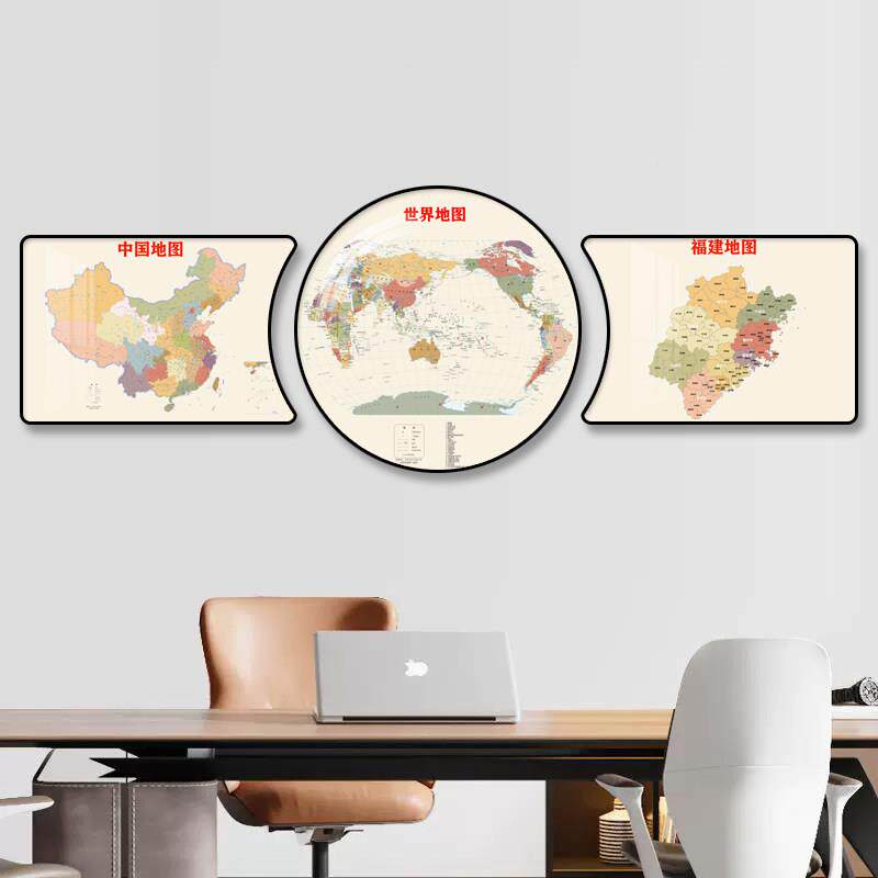 珠璧合中国世壁界地图挂画异形地图异形小众客办厅公联室背景墙装