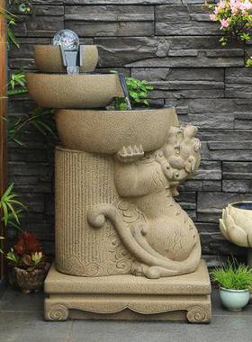 汉韵堂貔貅招财流水摆件鱼池客阳台花庭院园KVL循环水景落观地厅