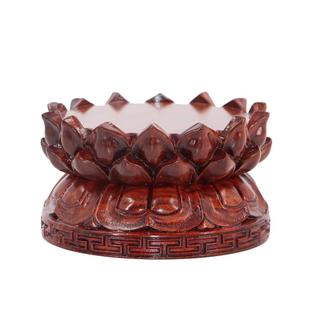 红木莲花底座实加木高圆DZ\/12形东木莲雕摆件花座莲花台红色座子