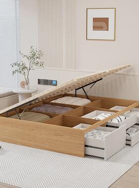 榻榻定E制宝宝NF级实木床板箱米体双人高箱储物收兔纳气压抽72200