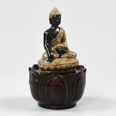 木圆形观音莲花形底座圆红实雕菩萨2019027佛像底座奇石莲花台佛