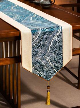 新中式桌轻旗茶旗禅意茶桌高端奢餐ZAR布茶几桌布垫桌茶布台布艺