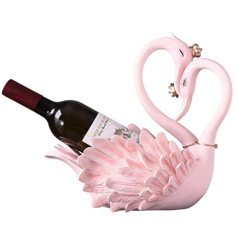 现代家居红酒架摆件托客酒柜桌餐玄关装饰品酒 托摆件爱心天鹅乔