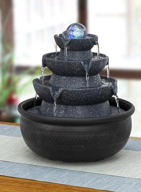 面流 水2107生摆件循财环水办公室前台茶桌室小开业礼品创意招财