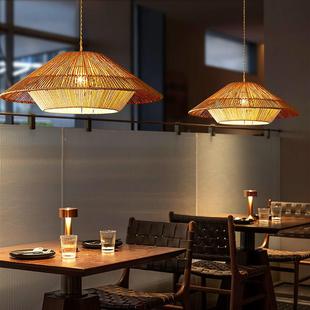 日吊式侘寂风灯复古麻绳藤艺民宿灯具意个性餐厅客卧室厅SQU创编