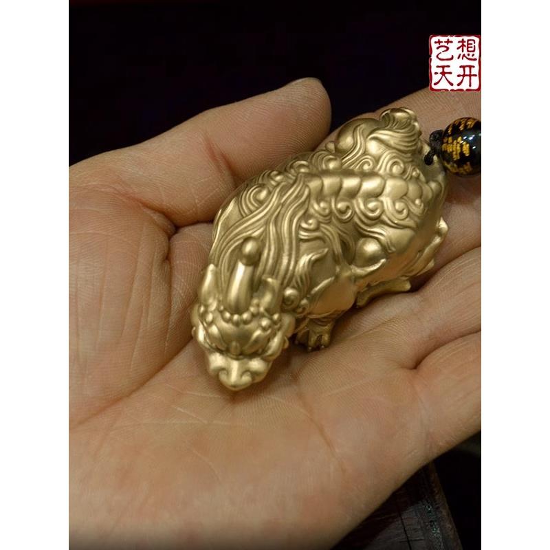 张铜口貔貅送踩元纯宝OKM手把件招财男士随身盘文玩礼桌面一对小
