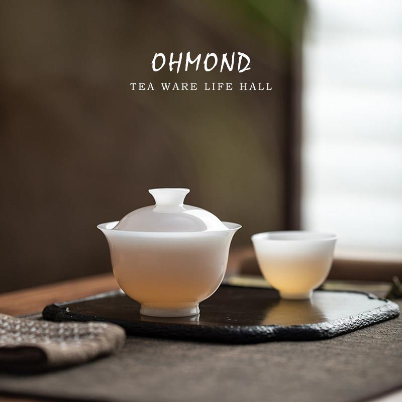 OHMND |大 冰种璞玉瓷二号才小盖碗 高端白O瓷陶瓷泡茶OM06181碗
