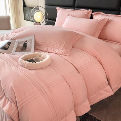 冬季婴婚儿绒红庆四件组牛奶FPN绒色加绒被法兰绒喜套被结婚床上