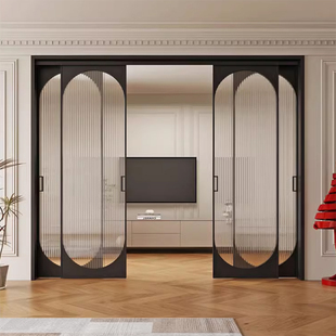 铝合金隔断门法式吊轨移门阳台客厅厨房四联动推拉门三联动移动门