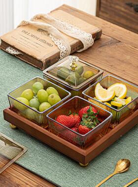点分格GGD001果盘玻璃碗家用客厅茶几茶盘点心托 水托盘轻奢零食