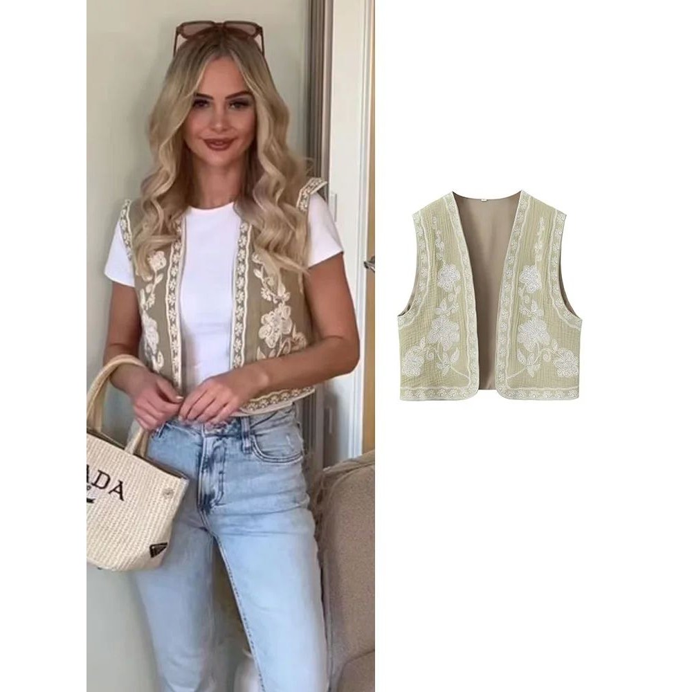 Vintage cardigan embroidered vest for women 复古开衫刺绣马甲
