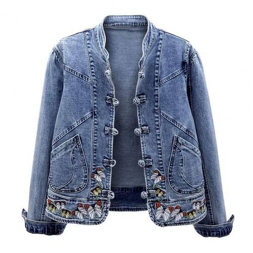 Slim fit long sleeved denim jacket for women修身长袖牛仔外套