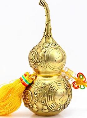 纯铜百草明咒六字真言铜葫芦挂件黑白六字大明咒铜葫芦大号款