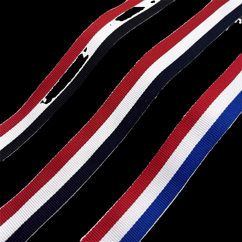 三色条纹织带彩色涤纶布带服装辅C料箱包装饰带海军风彩带奖牌带