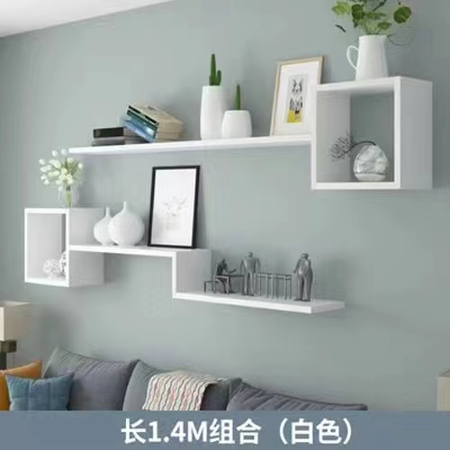 墙上置物架卧室壁柜隔板吊柜壁挂墙面创I意格子客厅书架墙壁置物