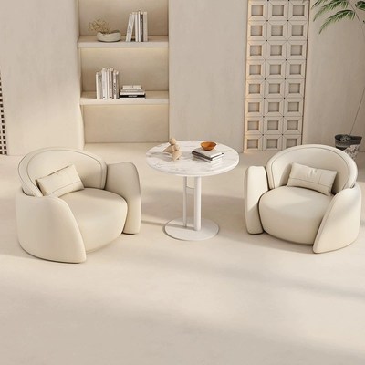 现代简约美容院办公室会客洽w谈沙发桌椅组合商务谈判接待单人沙