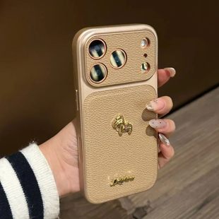 2026马年新款适用苹果17promax的手机壳紫色iphone16皮质高级感15简约纯色14pro巨好看独特13超火max保护壳女