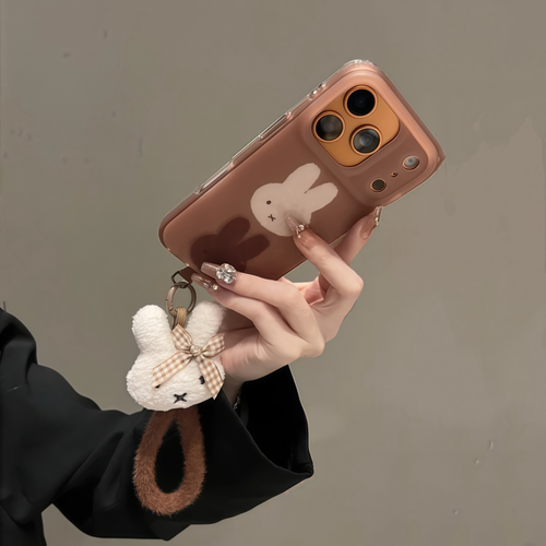 棕白两个米菲兔头像适用于苹果17promax手机壳iPhone15promax韩系卡通14promax高级感16pro创意14pro防摔外壳