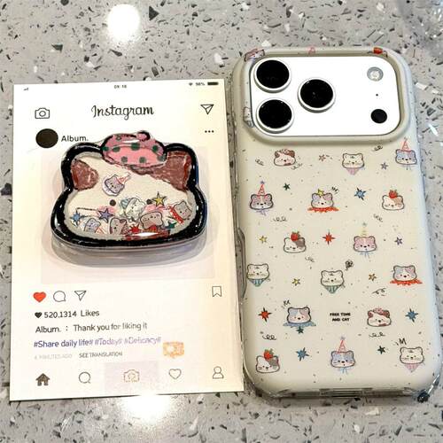 ins日韩可爱猫咪适用苹果17手机壳iphone18promax高级感17pro保护壳硅胶15新款17pm防摔镜头全包带支架少女心