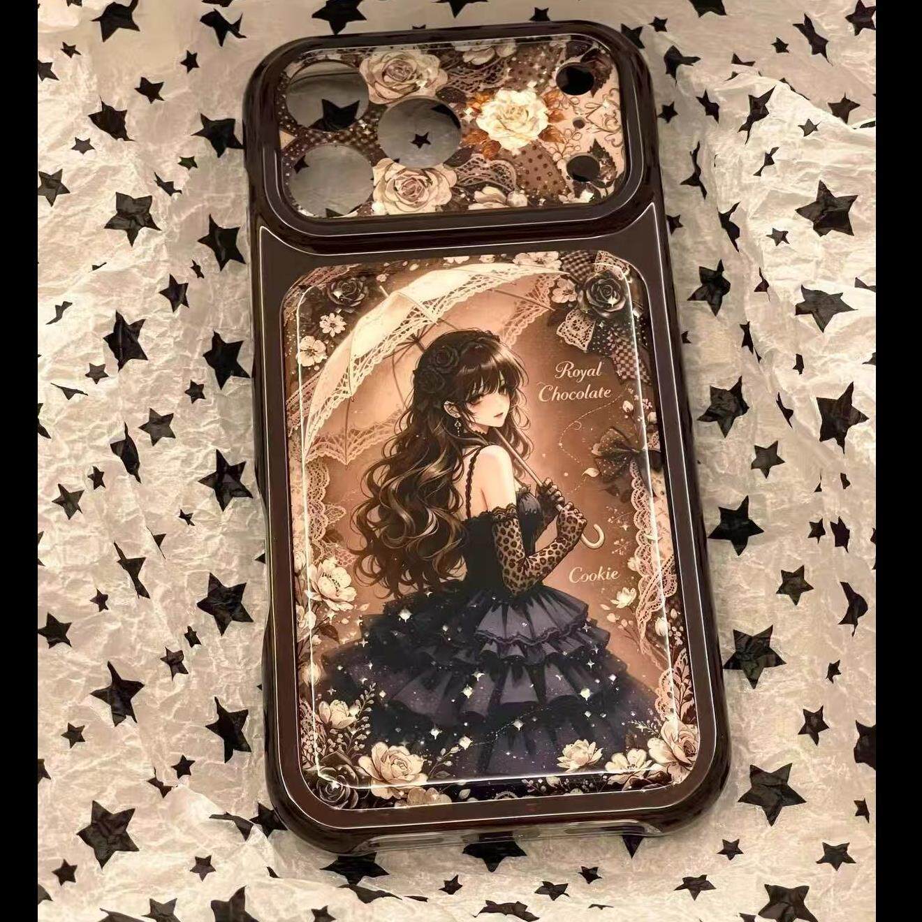 美拉德玫瑰雨伞少女适用苹果18pm手机壳iphone17新款17pm好看18pro高质感16独特15绝美17Pro全包手机套