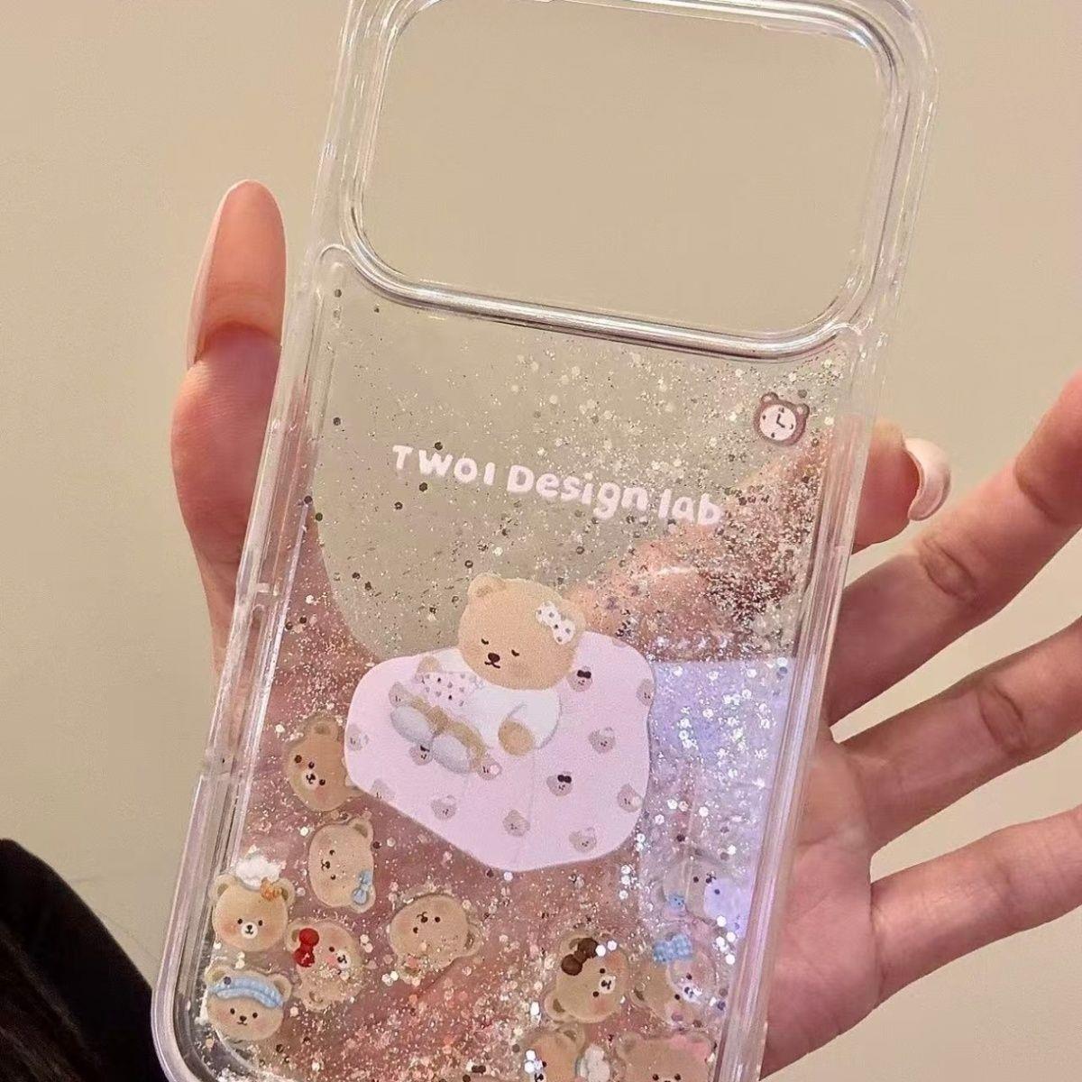 小众粉沙发棕熊英文适用于17promax苹果16手机壳全包边iPhone15防摔保护套16promax个性创意iPhone17新款16潮