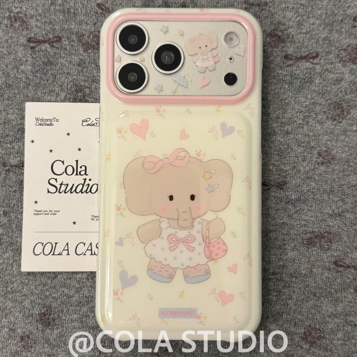 ins韩系波点裙子小象卡通适用苹果17手机壳iPhone17Promax新款16高级感15保护套硅胶防摔全包带支架女款软壳p